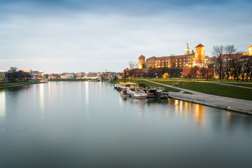 Fototapeta na wymiar Wawel Castle and Vistula river in Krakow, Poland