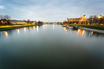 Wawel Castle and Vistula river in Krakow, Poland