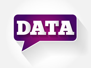 Data text message bubble, flat background concept