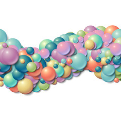 Background frame with scattered messy glowing rubber balls