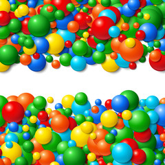 Background frame with scattered messy glowing rubber balls