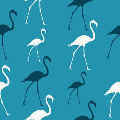 Obraz premium Seamless pattern beautiful flamingos in two colors