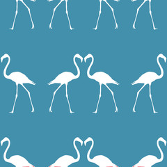 Seamless pattern beautiful flamingos in two colors