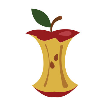 Иконка яблоко. Векторная иллюстрация огрызок яблока. Векторная иллюстрация яблоко. 