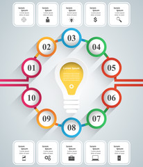 Abstract 3D digital illustration Infographic. Bulb icon. Light icon.