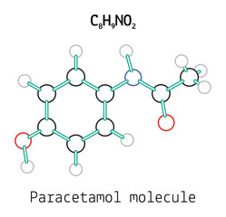 C8H9NO2 paracetamol molecule - obrazy, fototapety, plakaty