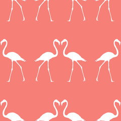 Seamless pattern beautiful flamingos in two colors