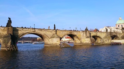Prague Castle view with Charles Bridge in Czech Republic