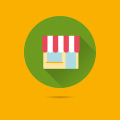 store front flat design long shadow vector icon