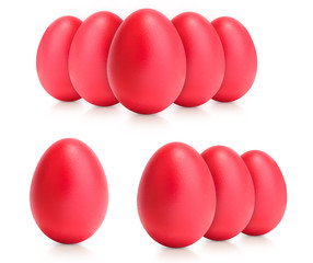 Concept of Easter multi color eggs on white