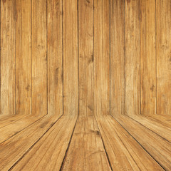 Perspective floor against wood panel background