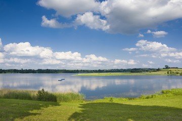 Fishing boats on lake
