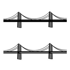 vector metal cable suspension bridge black symbol - obrazy, fototapety, plakaty