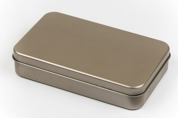 Empty metal box for cosmetic brushes