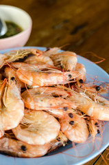 fresh raw shrimps in a bowl