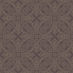 Seamless oriental ornament in the style of baroque. Traditional classic vector pattern with golden outlines