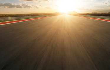 Motion blurred racetrack,golden hour