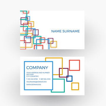 Vector abstract squares, concept of network. Business card