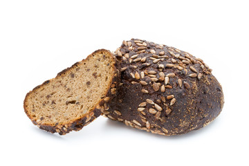 Rye bread isolated on white background.