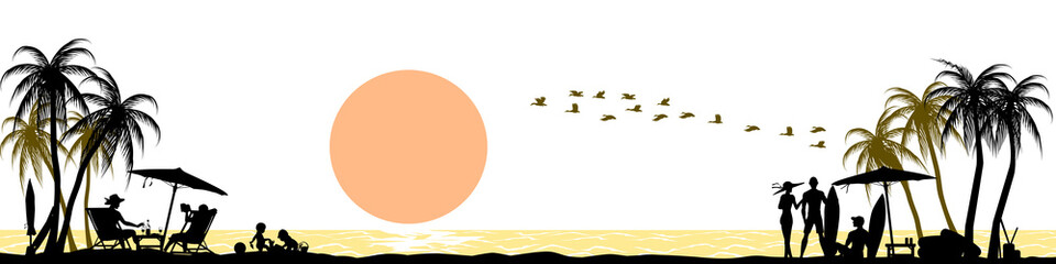 silhouette beach background there are 4 unique layers easy to manage set of color which you want 
