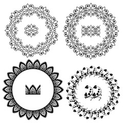 Set of Vintage backgrounds, Guilloche ornamental circle Elements