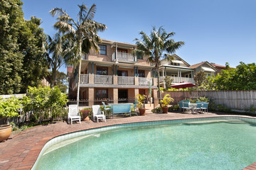 beautiful house with swimming pool in the yard