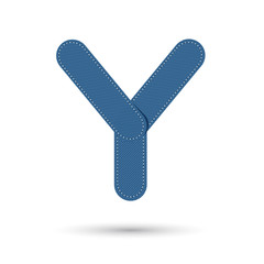 Y font vector with blue Jeans  on White background, Futuristic f