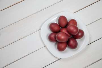 Colorful easter eggs with happy easter