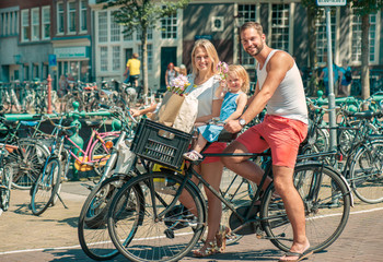 Riding bikes in Amsterdam