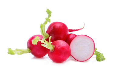 Small garden radish isolated on white background