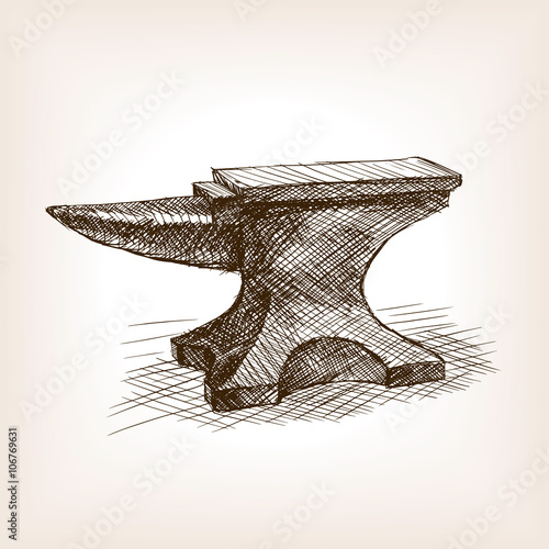 "Anvil sketch style vector illustration" Stock image and royaltyfree