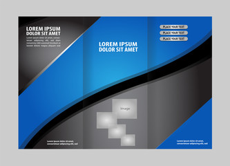 Blue Style Tri-Fold Brochure Design. Corporate Leaflet, Cover Template
