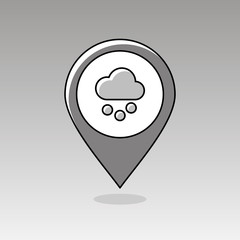 Cloud with Snow Grain pin map icon. Weather