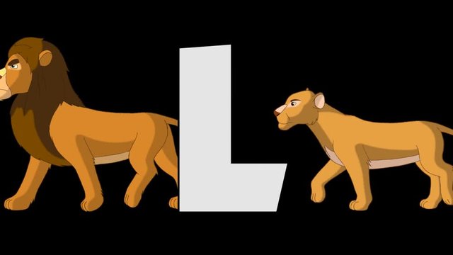 Letter L and  Lion (background)
Animated animal alphabet. HD footage with alpha channel. Animal in a background of letter.