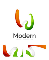 Abstract 3d swirl ribbon logo template with business card corporate identity design