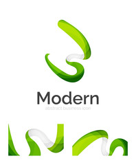 Abstract 3d swirl ribbon logo template with business card corporate identity design