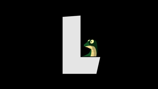 Letter L and  Lizard (background)
Animated animal alphabet. HD footage with alpha channel. Animal in a background of letter.