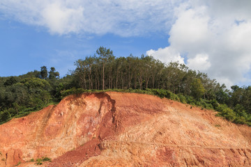 rock strata layers of the soil on broken mountain