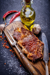 Meat Ribeye steak entrecote close up