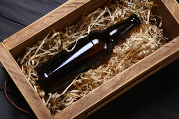 Beer bottle in a crate
