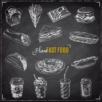 Vector set of fast food.
