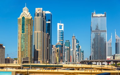 Fototapeta na wymiar View of skyscrapers in Downtown Dubai - the UAE