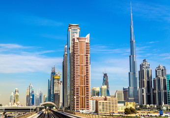 Fototapeta na wymiar Skyscrapers in Dubai Downtown, United Arab Emirates
