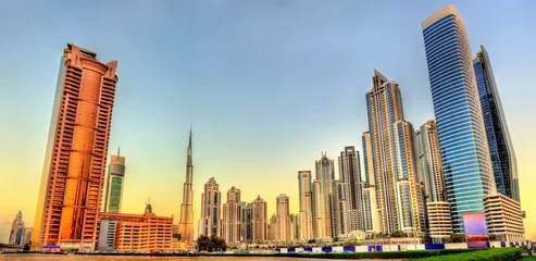 Foto op Plexiglas Skyscrapers in Business Bay district of Dubai, UAE © Leonid Andronov