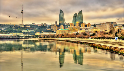 View of Baku by the Caspian Sea - obrazy, fototapety, plakaty