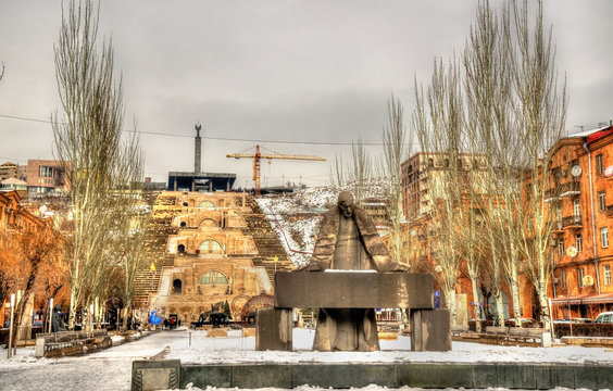 Statue Of Alexander Tamanian And Cascade Alley In Yerevan