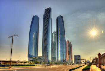 Naklejka na ściany i meble Cluster of skyscrapers in Abu Dhabi, UAE