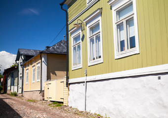 Fototapeta na wymiar Porvoo, facades of wooden living houses