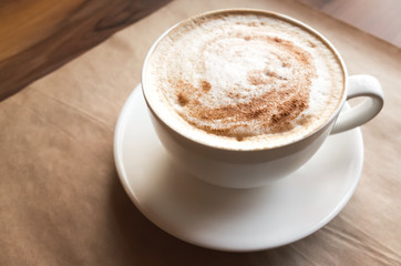 Cappuccino. Big cup of coffee with milk foam