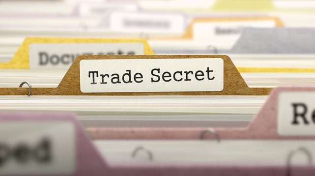 Trade Secret - Folder Register Name in Directory. Colored, Blurred Image. Closeup View. 3D Render.